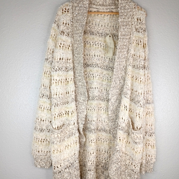 NWT- Anthropologie Knitted & Knotted Wool Blend Knit Long Cardigan Sz L - Picture 3 of 14